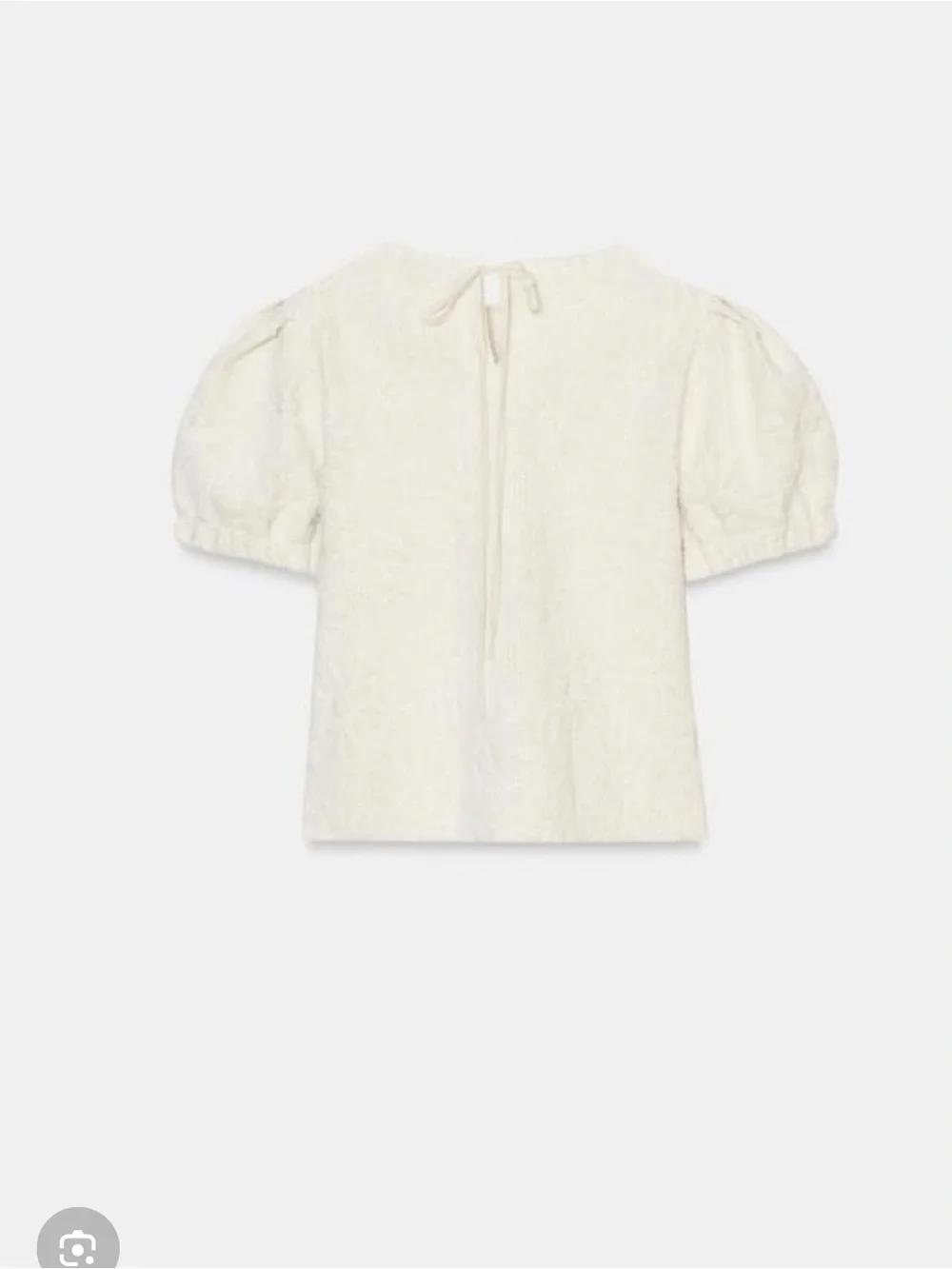 Zara Cream Textured Puff-Sleeve Blouse